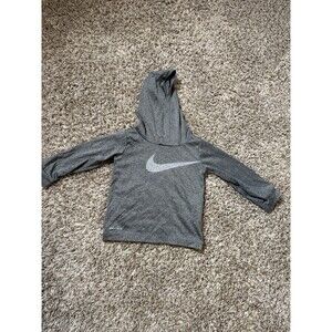 Nike Toddler Dri-FIT Hoodie Gray Long Sleeve Pullover Swoosh Size 18 Months
